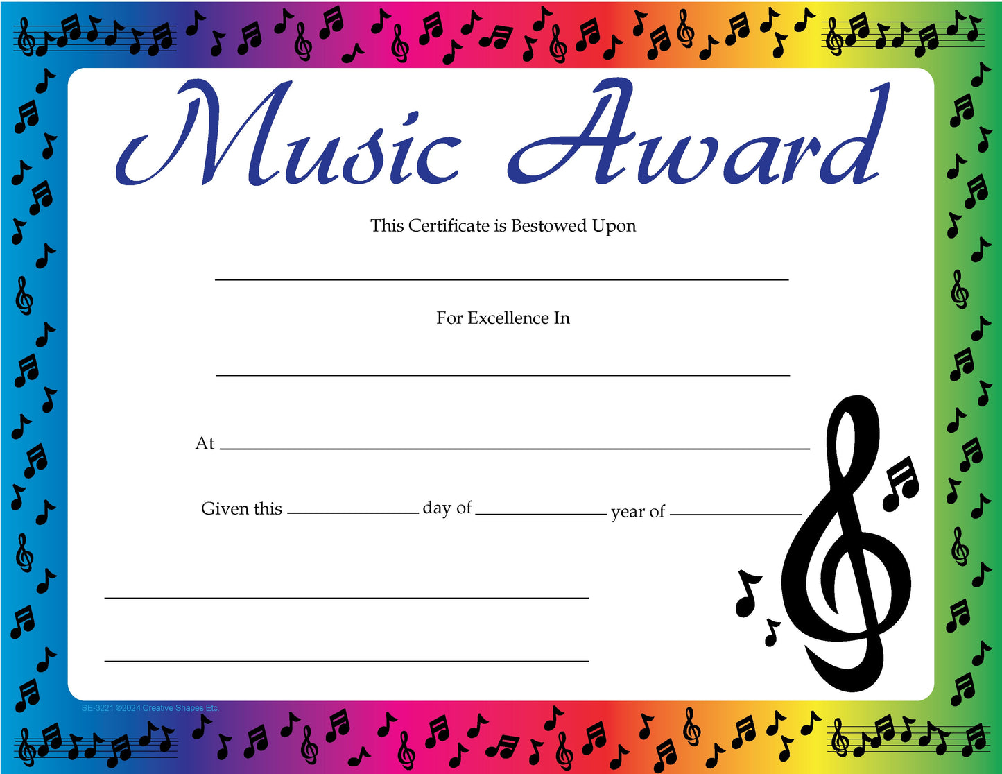 SHAPES ETC. Recognition Certificate - Music Award