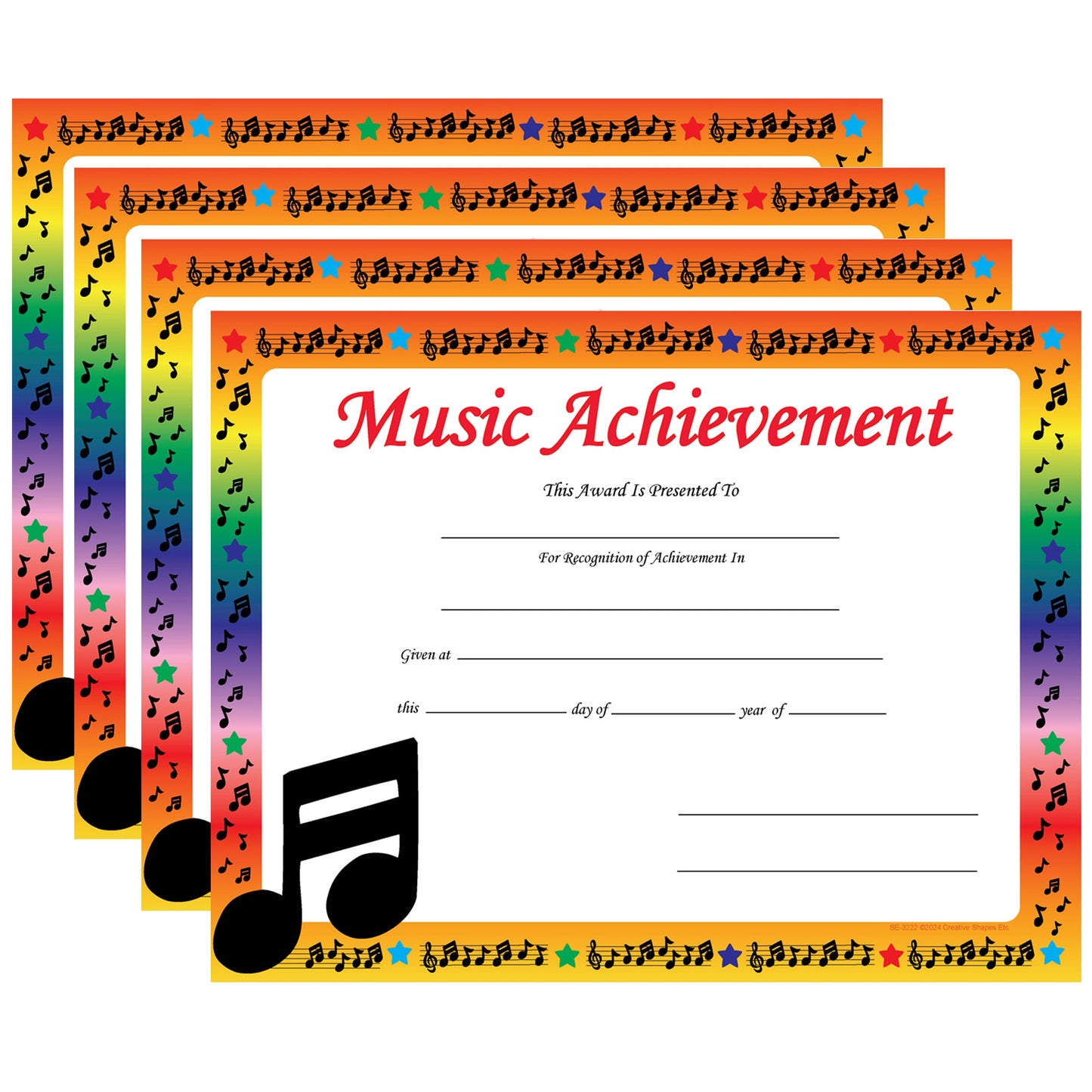 SHAPES ETC. Recognition Certificate - Music Achievement