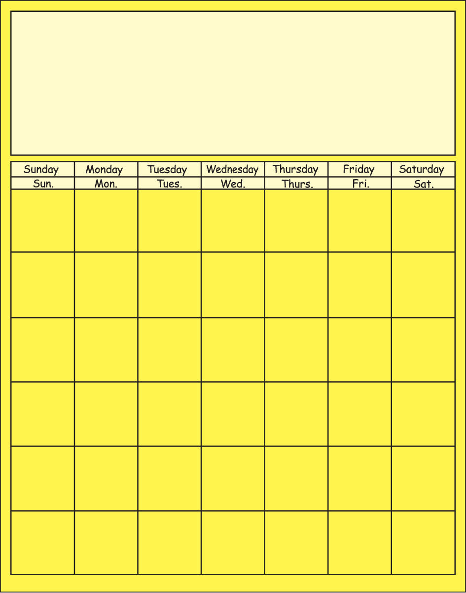 SHAPES ETC. Vertical Calendar - Yellow