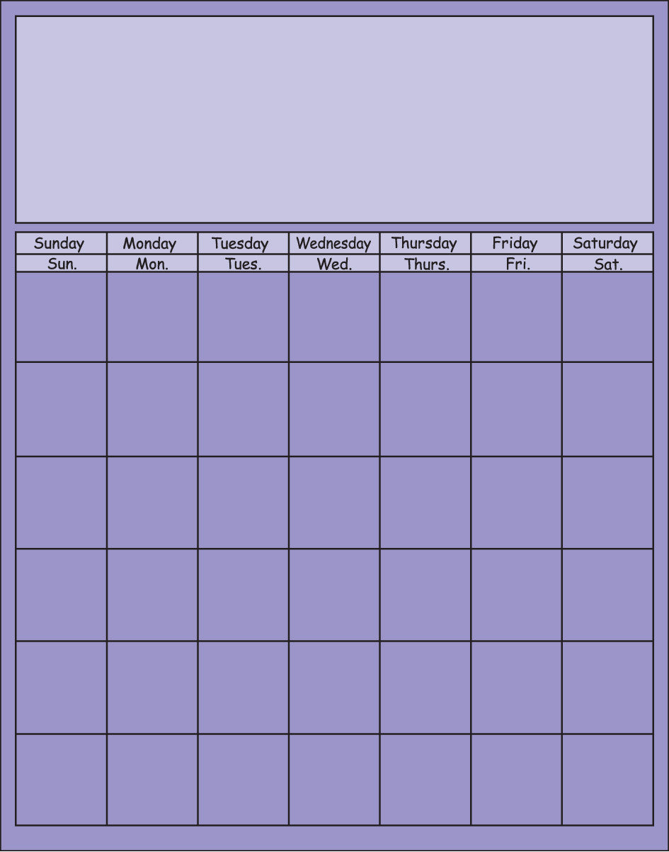 SHAPES ETC. Vertical Calendar - Lavender