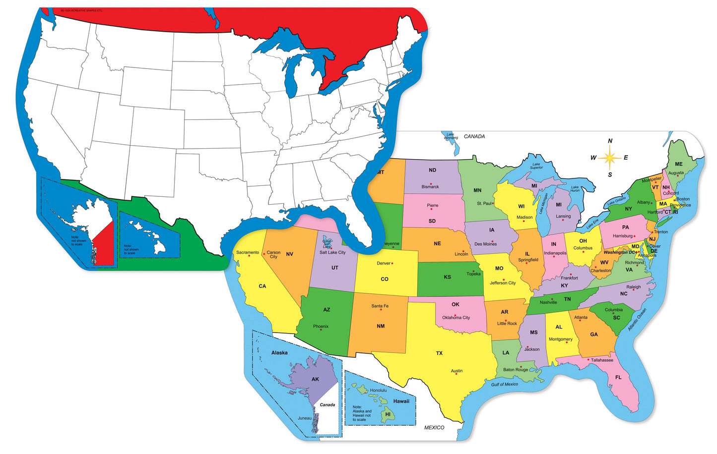SHAPES ETC. U.S. Practice Map Combo Pack- 9” x 19”
