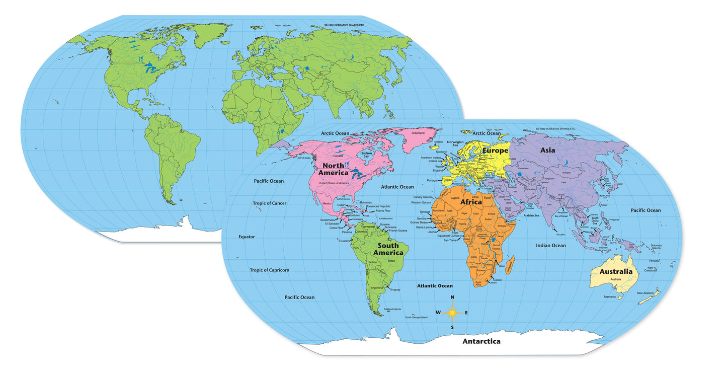 SHAPES ETC. World Practice Map Combo Pack- 8” x 16”