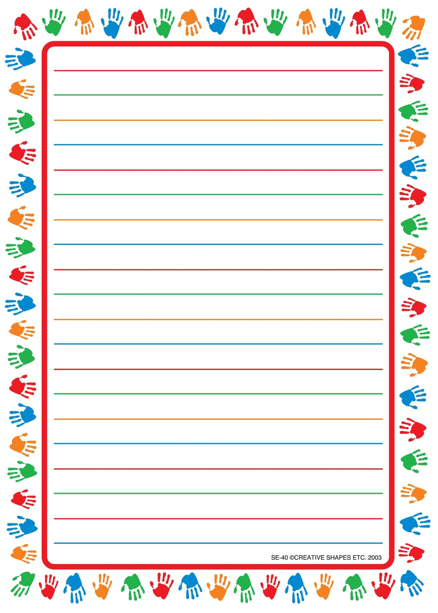 SHAPES ETC. Large Notepad - Hands/Lined
