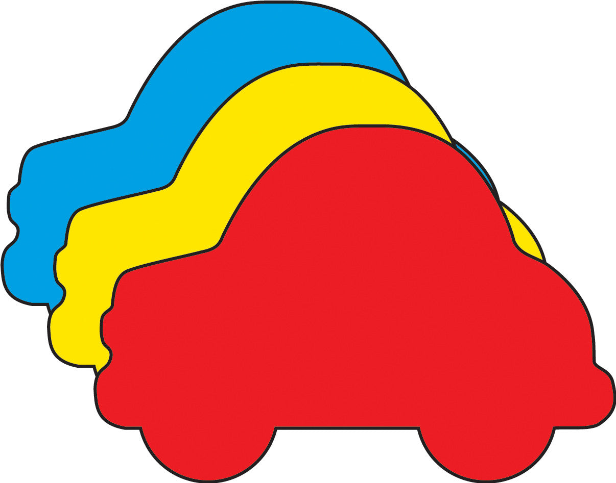 SHAPES ETC. Small Tri Color Creative Foam Cut-Outs - Car