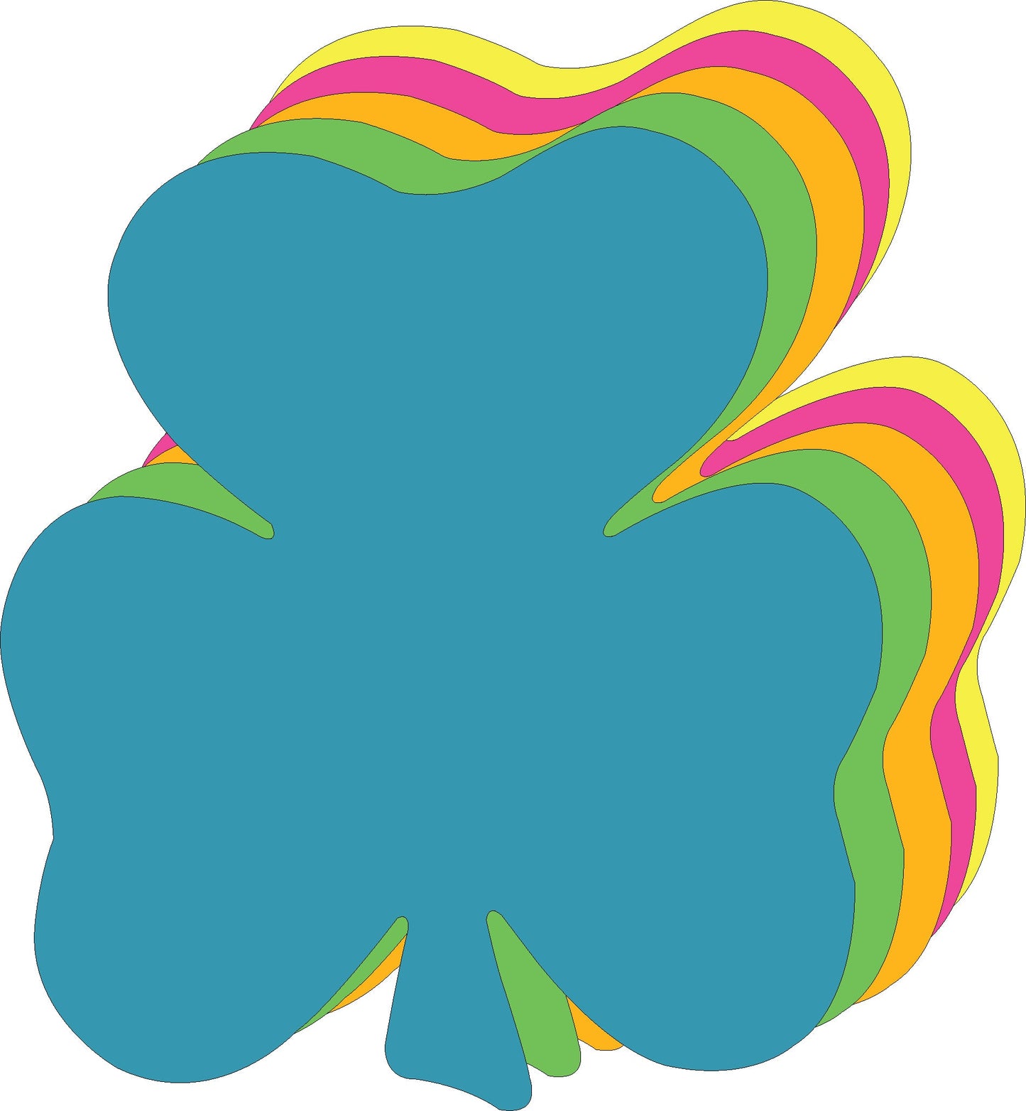 SHAPES ETC. Shamrock Bright Neon Assorted Color Super Cut-Outs- 8” x 9”