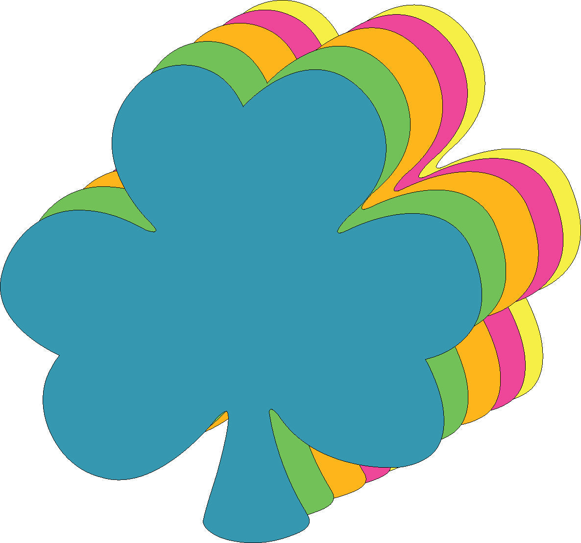 SHAPES ETC. Shamrock Bright Neon Assorted Color Small Cut-Outs- 3” x 3”