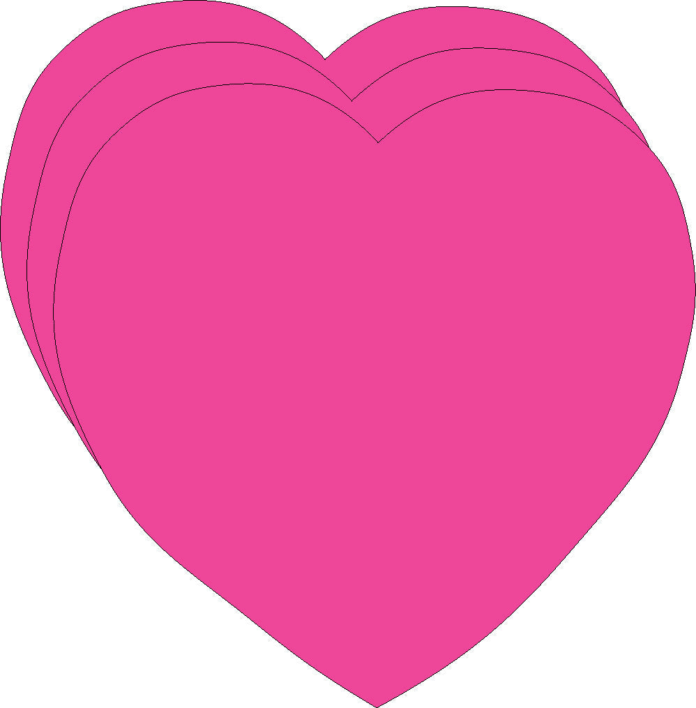 SHAPES ETC. Pink Heart Bright Neon Single Color Small Cut-Outs- 3" x 3"