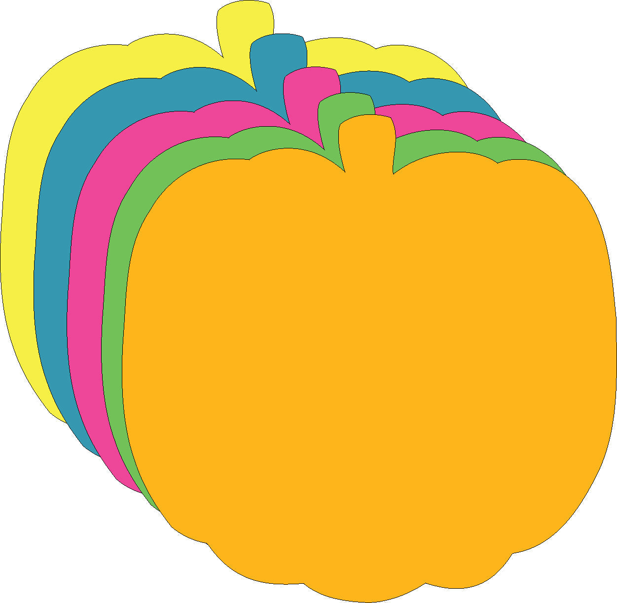 SHAPES ETC. Pumpkin Bright Neon Assorted Color Small Cut-Outs- 3” x 3”