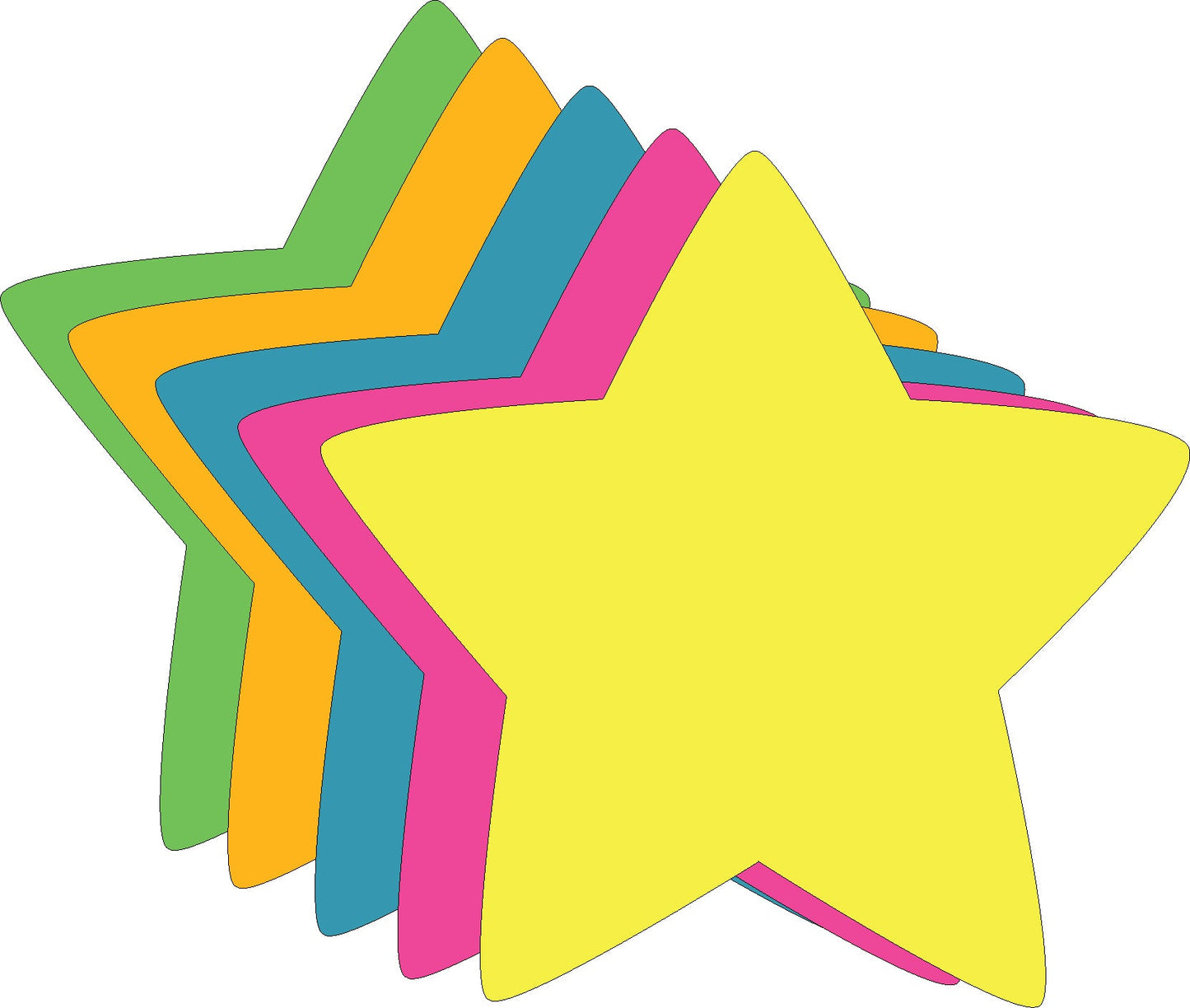SHAPES ETC. Star Bright Neon Assorted Color Small Cut-Outs- 3” x 3”