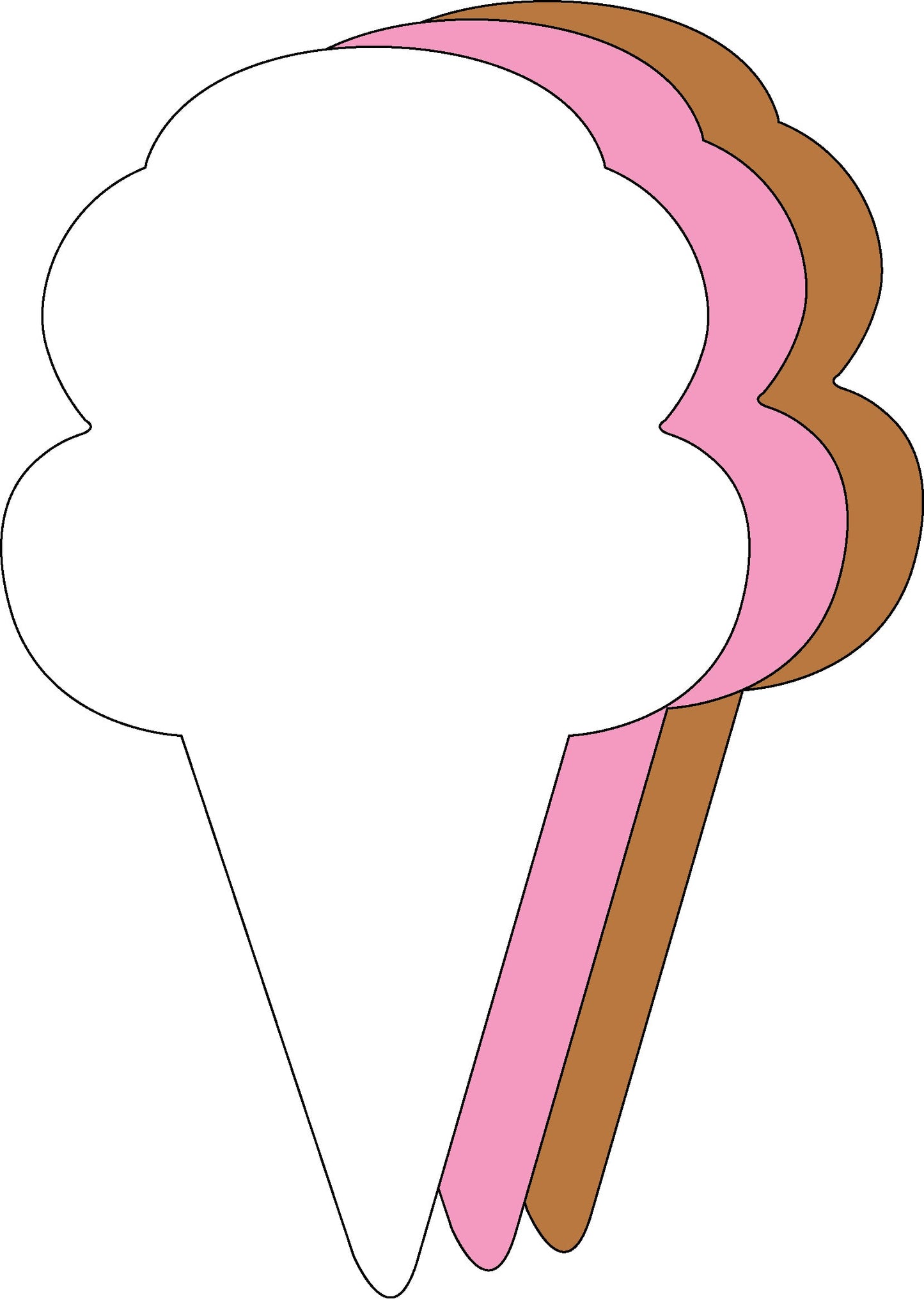 SHAPES ETC. Small Tri Color Creative Foam Cut-Outs - Neapolitan Ice Cream Cone