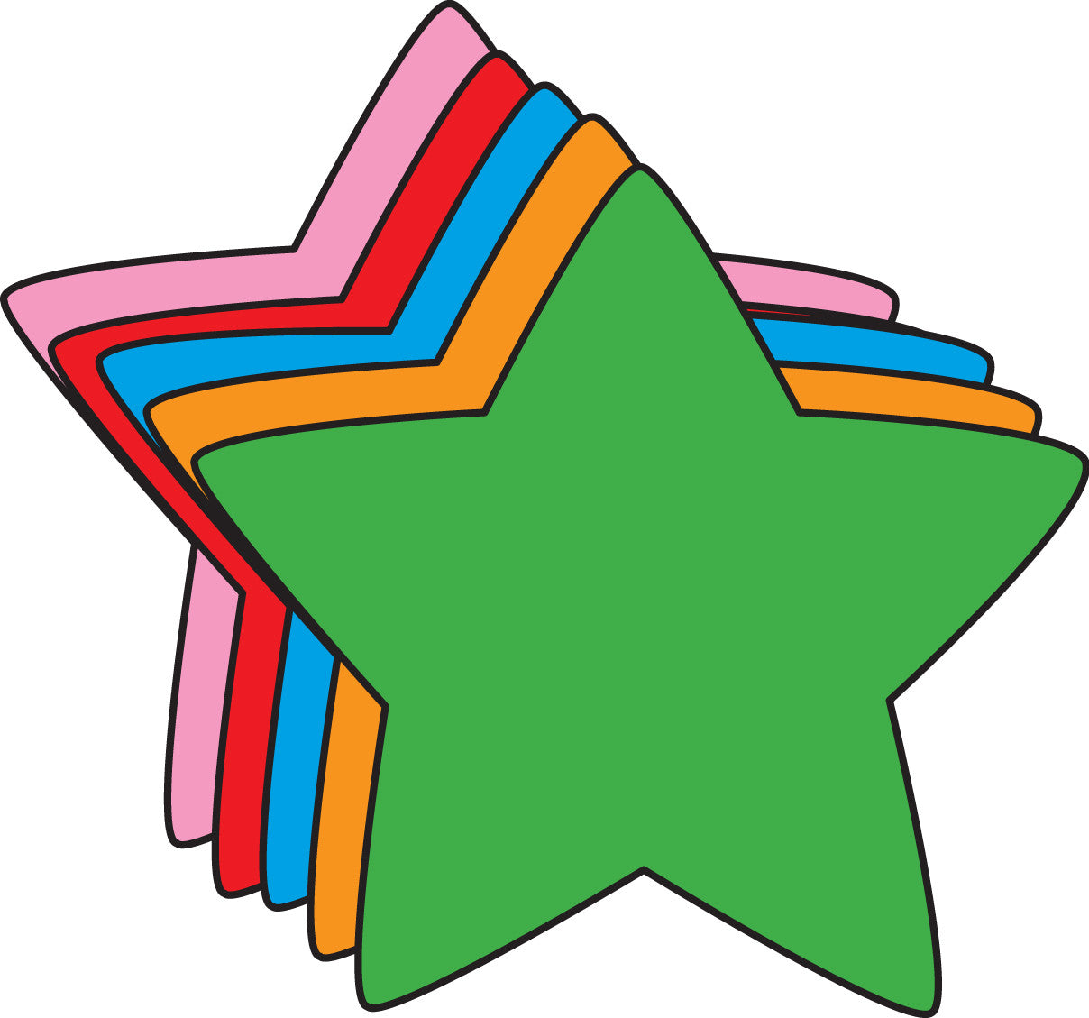 SHAPES ETC. Star Assorted Color Creative Cut-Outs- 5.5"