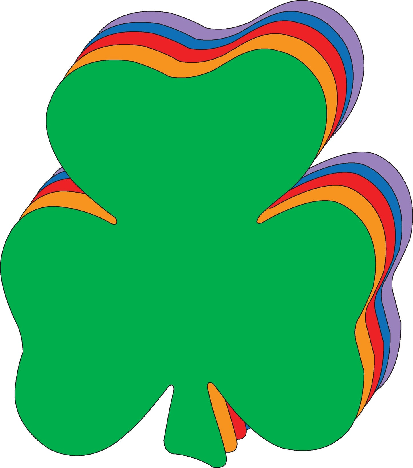 SHAPES ETC. Shamrock Assorted Color Super Cut-Outs- 8” x 9”