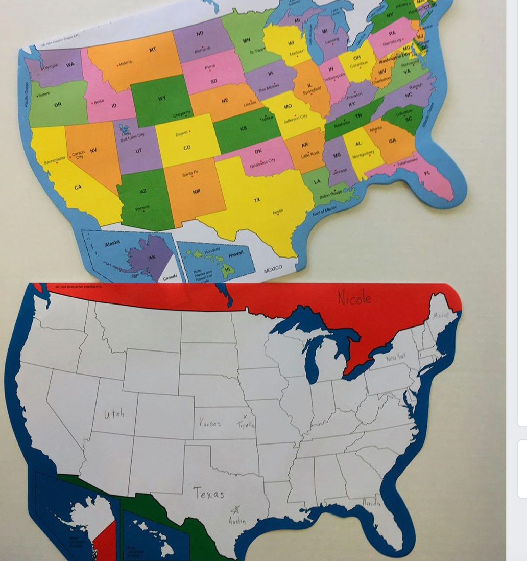 SHAPES ETC. U.S. Practice Map Combo Pack- 9” x 19”