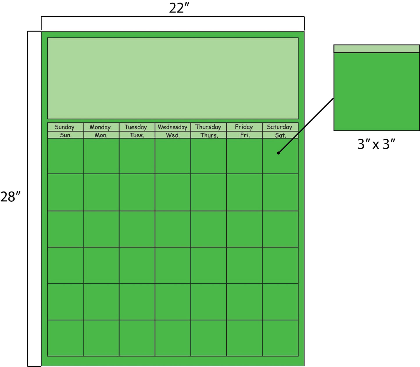 SHAPES ETC. Vertical Calendar - Green