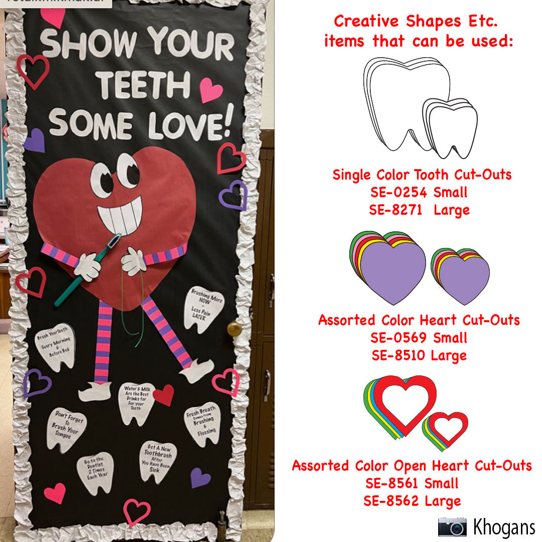 SHAPES ETC. Open Heart Assorted Color Creative Cut-Outs- 3"
