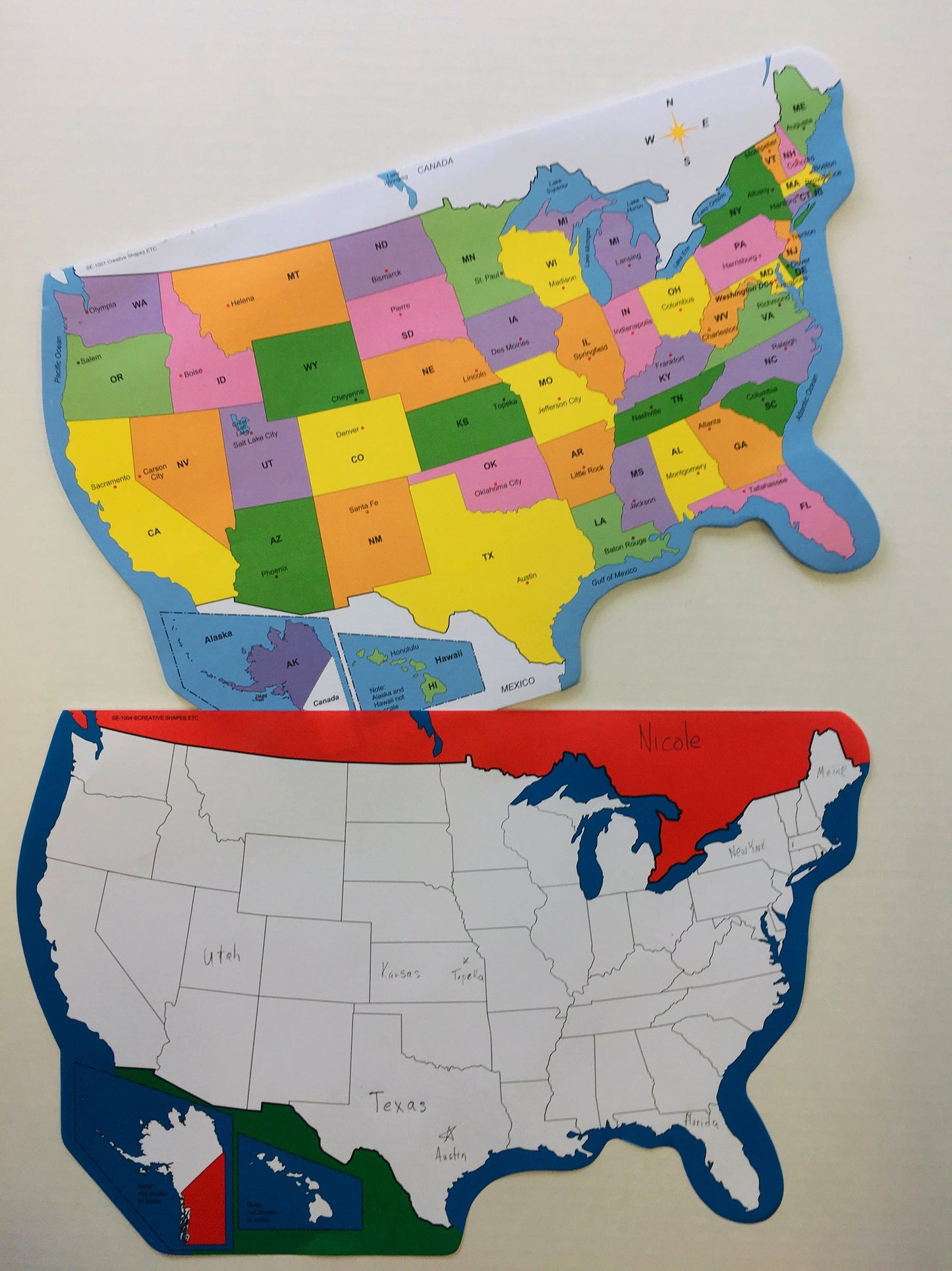 SHAPES ETC. U.S. Practice Map Double Combo Pack- 9” x 19”