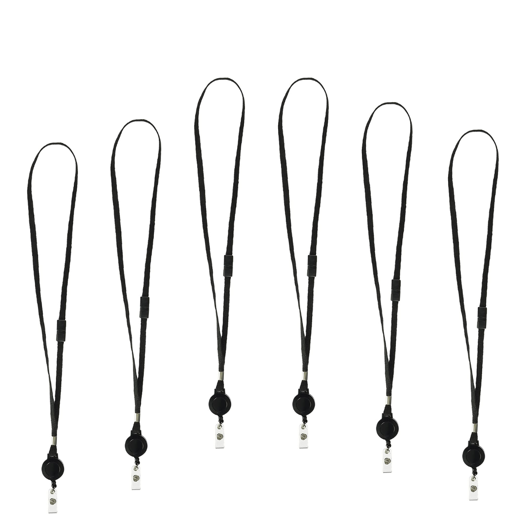 Swingline GBC Breakaway Lanyard and Retractable Reel Combination, Black, 6 Pack (3748106)