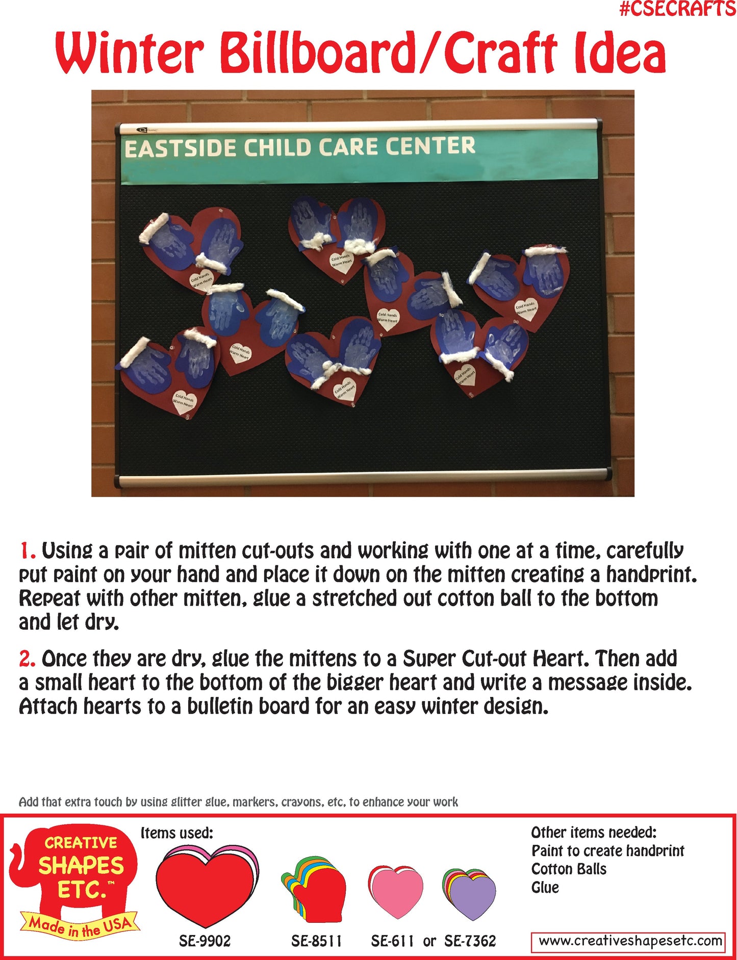 SHAPES ETC. Mitten Assorted Color Creative Cut-Outs- 5.5"