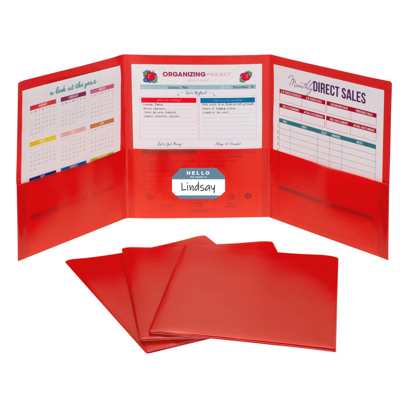 C-Line Three Pocket Poly Portfolio, 24 Pack, Color Variants
