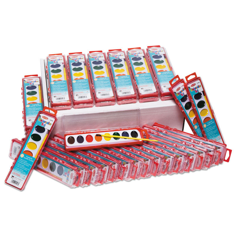Charles Leonard Watercolor Paint Set Classpack, 8 Assorted Colors, 36 Sets (CHL 40536)