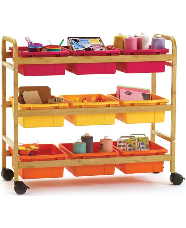 Copernicus Bamboo Book Browser Cart, Vibrant Warm, 9 Tubs (CEPBB006-9-VW)
