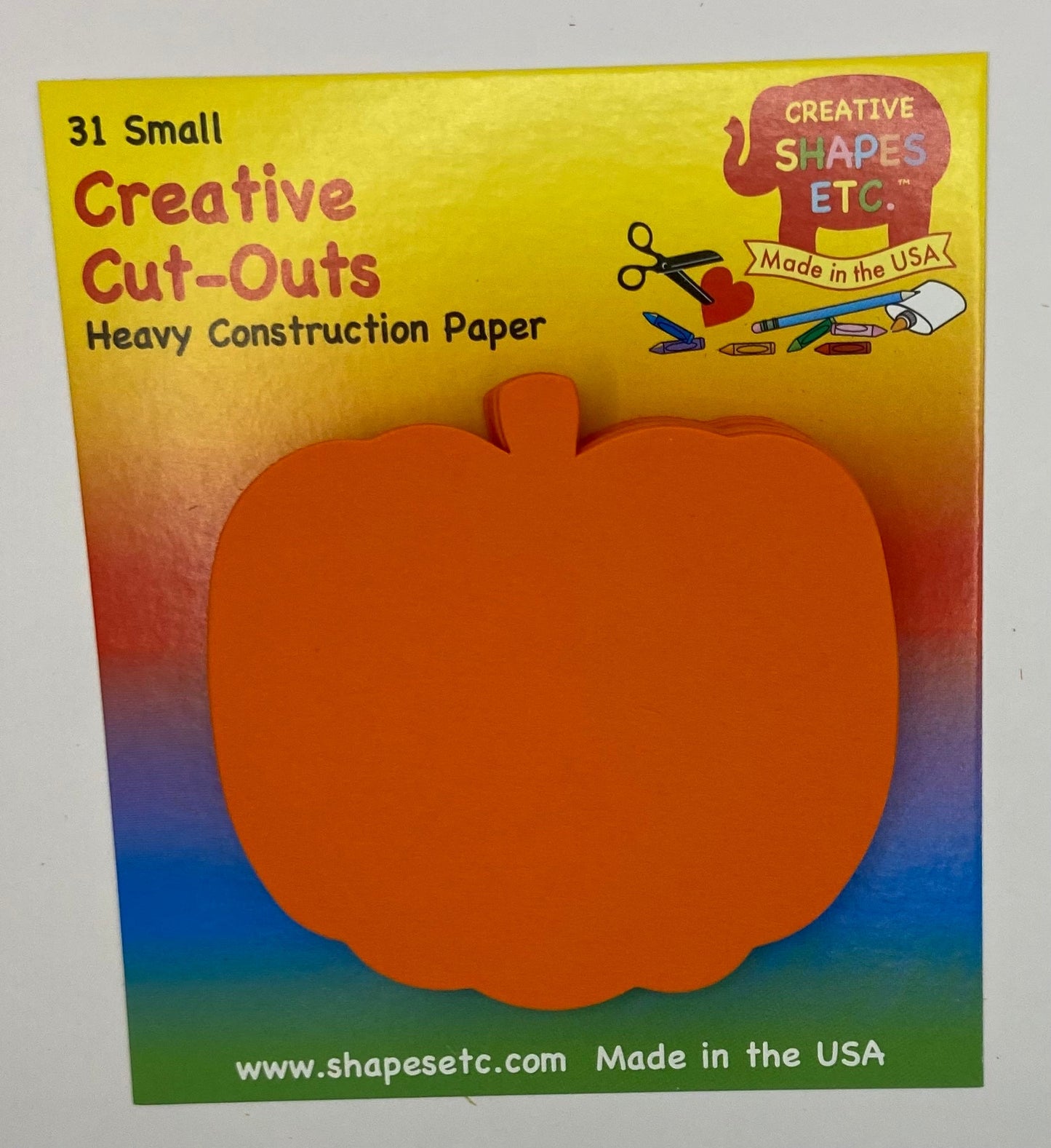SHAPES ETC. Small Single Color Cut-Out - Orange Pumpkin