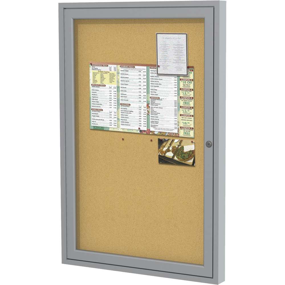 Ghent Enclosed Bulletin Boards, Natural Cork, 1 Door
