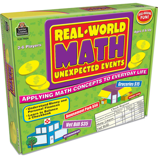 Teacher Created Resources Real World Math Unexpected Events game (TCR 7804)