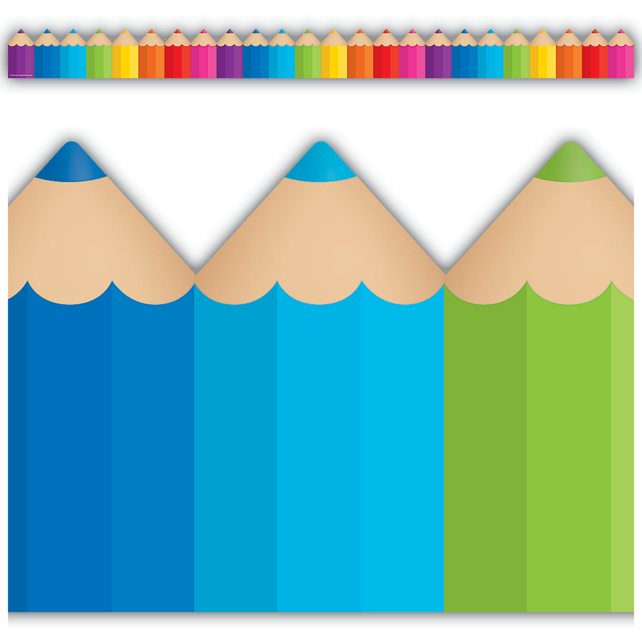 Teacher Created Resources Colored Pencils Die-Cut Border Trim (TCR 3496)