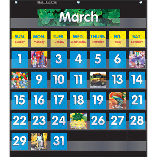 Scholastic Pocket Chart Monthly Calendar, Black (SC 583866)