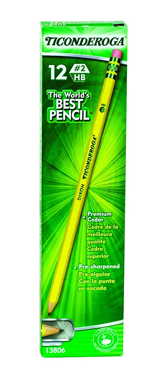 Ticonderoga® #2 HB Presharpened Pencils, 12 Pack (13806)