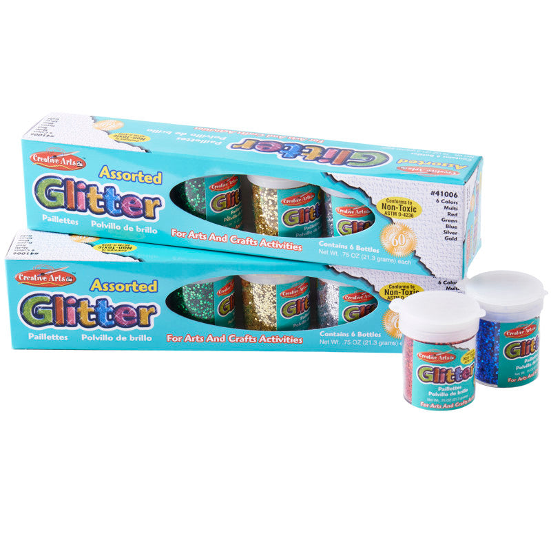 Advantus Glitter Set, 12 Pack, Assorted Colors, 0.75 oz (CHL 41012)