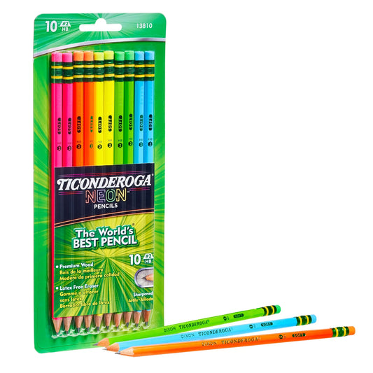 Ticonderoga Neon #2 Sharpened Pencils, 10 Count (X 13810)