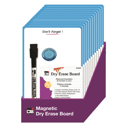 Advantus Mini Magnetic Dry Erase Board, Blue Frame, 12 Pack (CHL 35600ST)