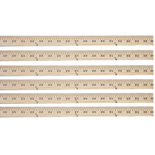 Wood Yardstick, 36", Pack of 6