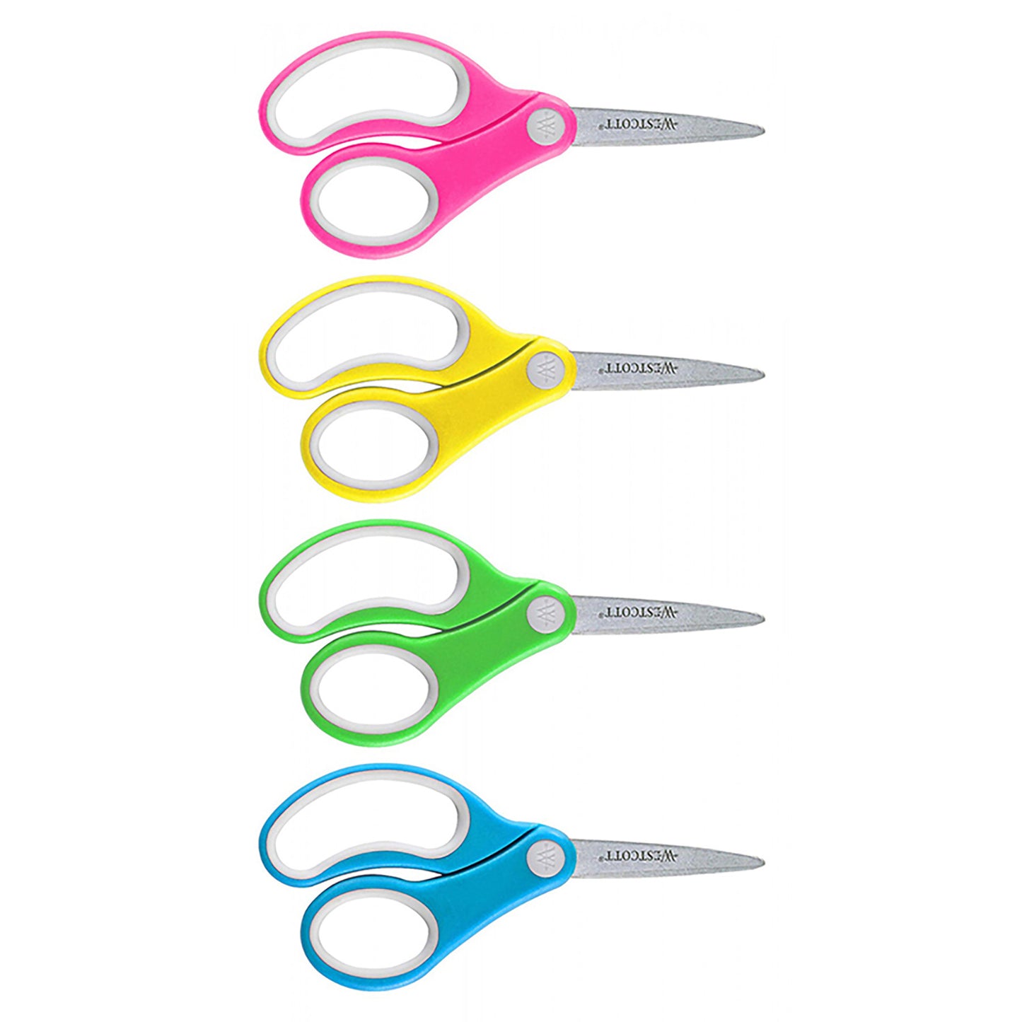 Westcott Pointed Scissors Soft Handle & Storage Rack, 5 Inch, 12 Pack (ACM 15972)