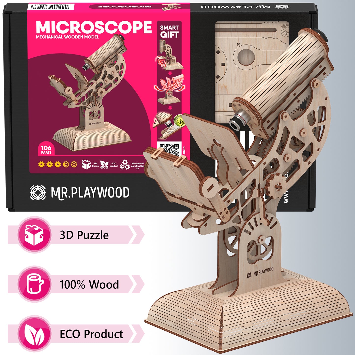 Microscope Mechanical Wooden 3D STEM Model