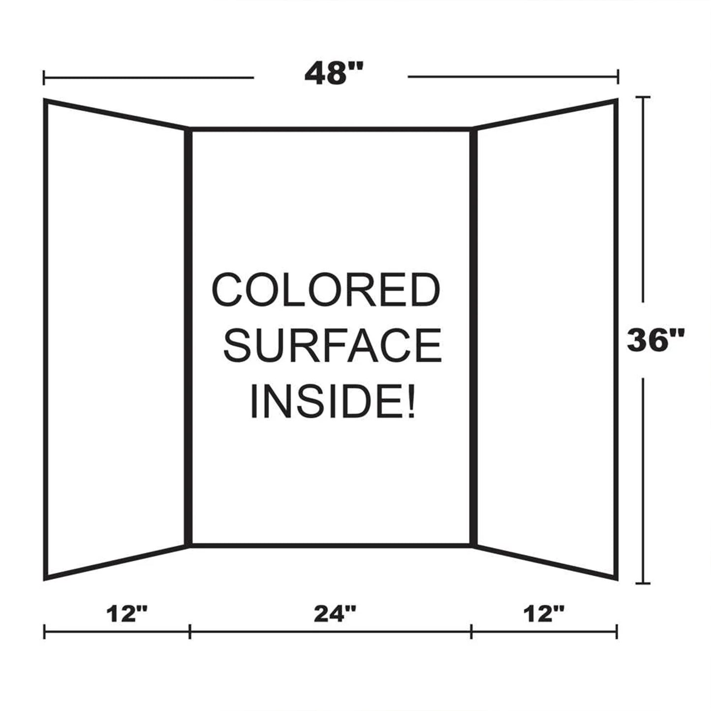 Tri-Fold Corrugated Presentation Board, 36" x 48", Assorted Colors, Pack of 24