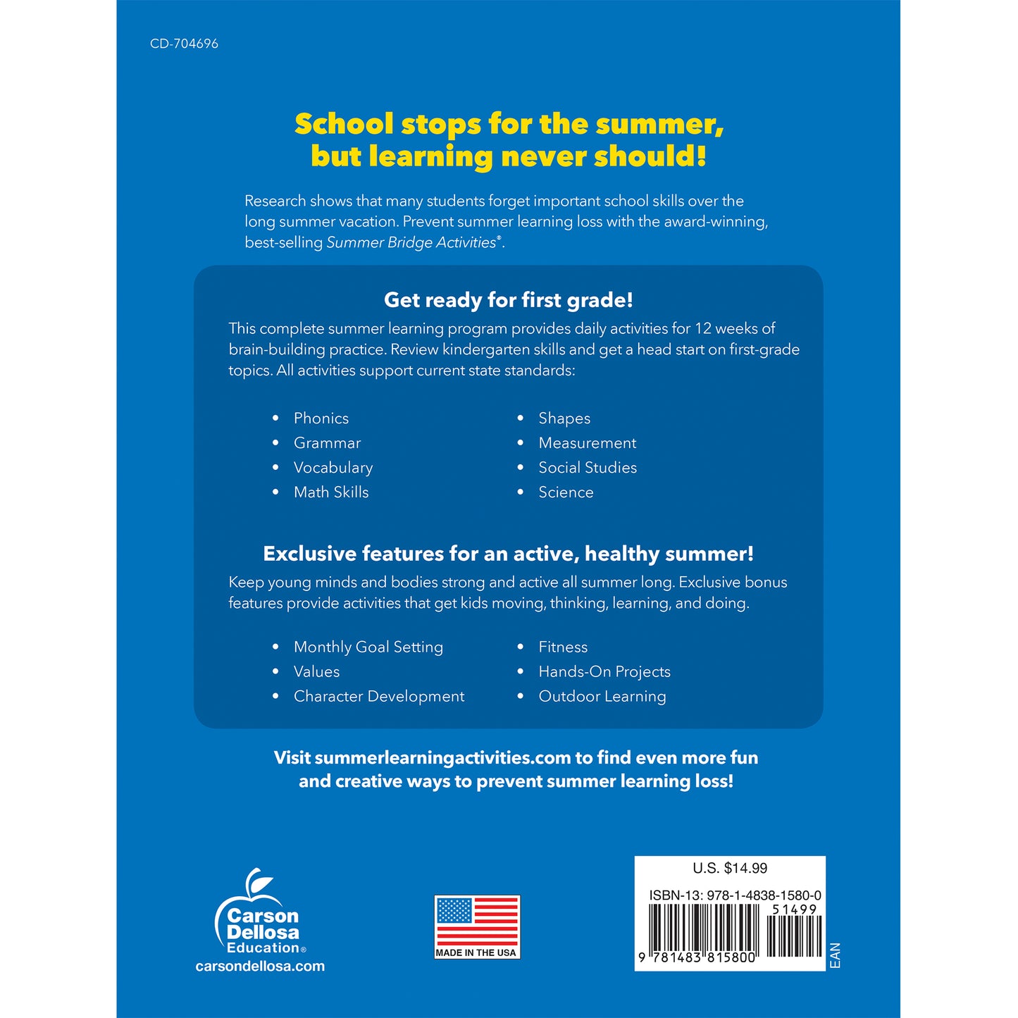 Carson Dellosa Summer Bridge Activities Grades K-1 (CD-704696)