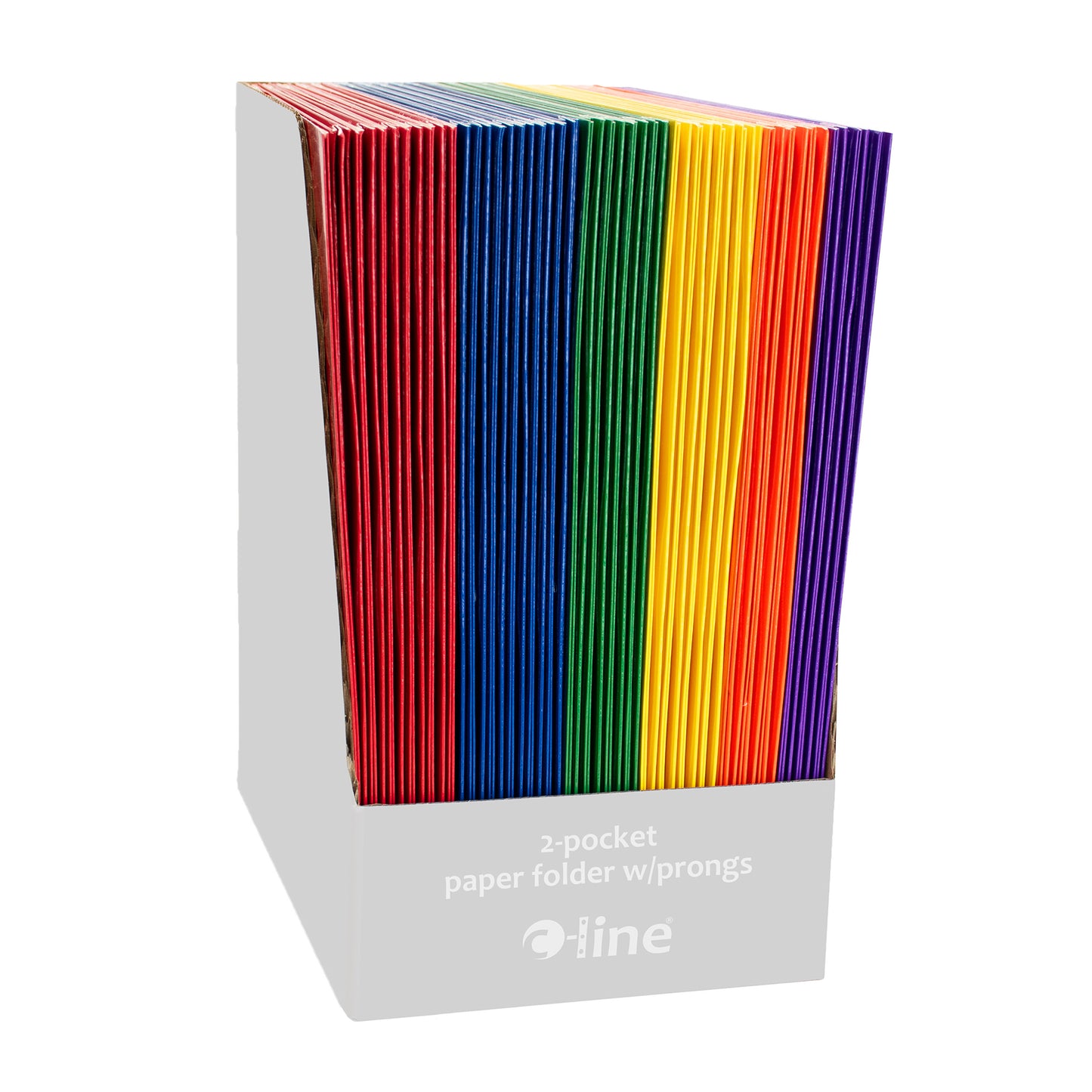 2-Pocket Laminated Paper Folder with Prongs, Assorted Primary Colors, Pack of 50
