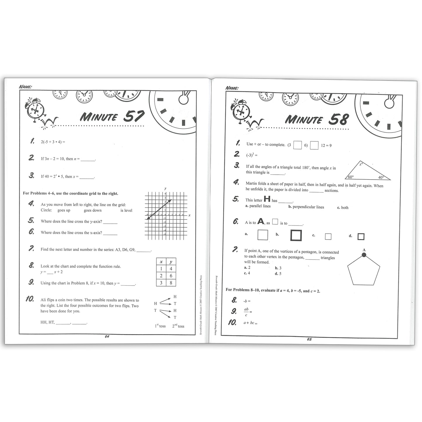 Math Minutes Book, Grade 7