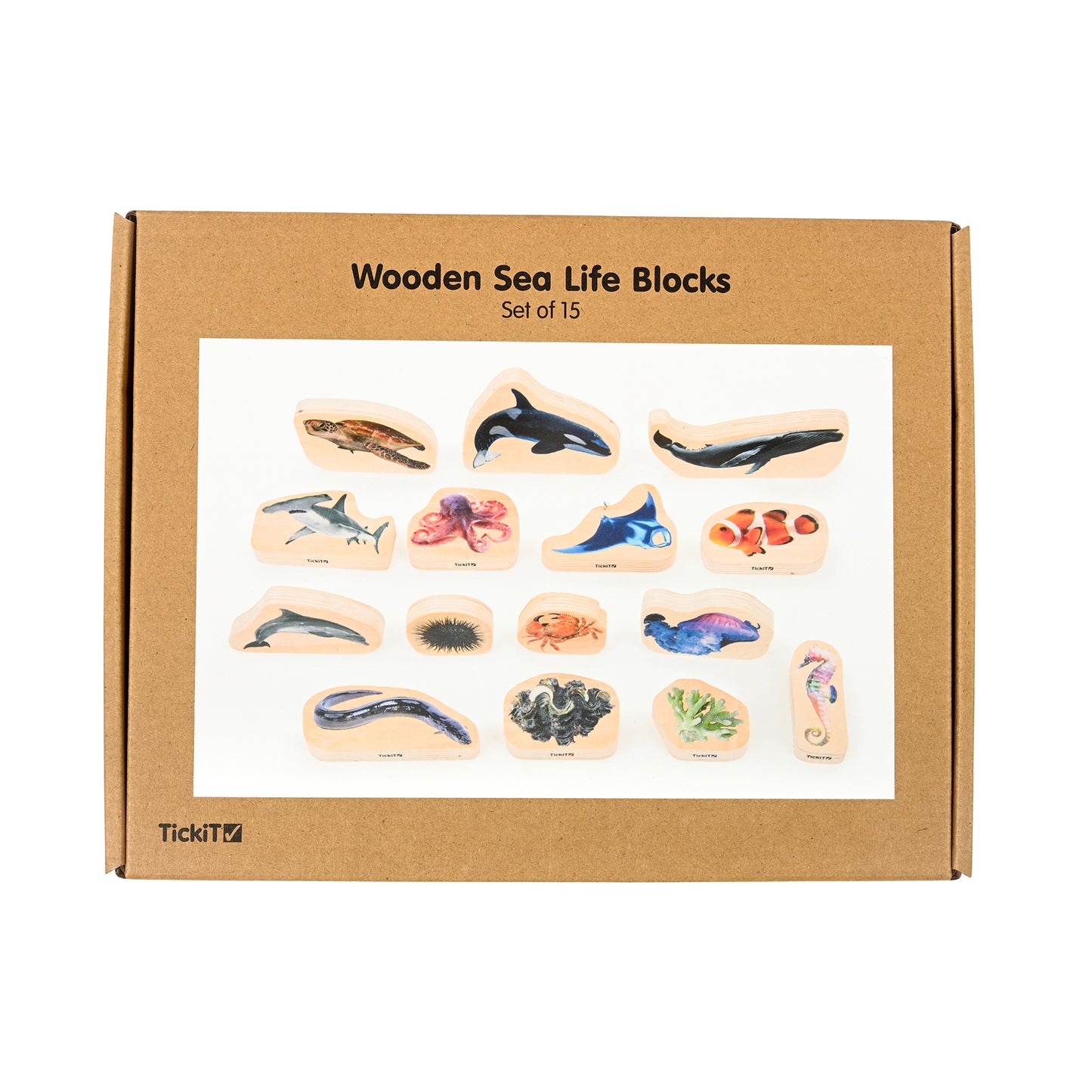 Wooden Sea Life Blocks - Set of 15