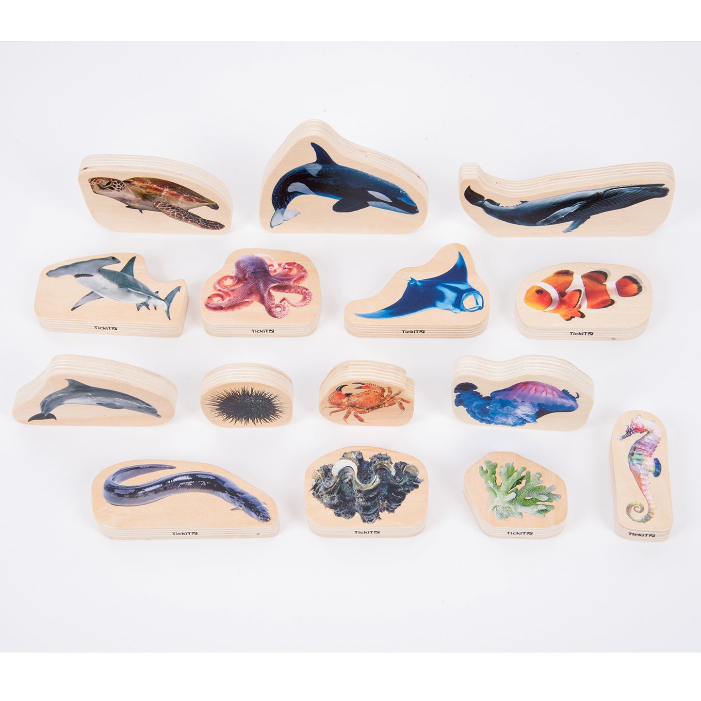 Wooden Sea Life Blocks - Set of 15