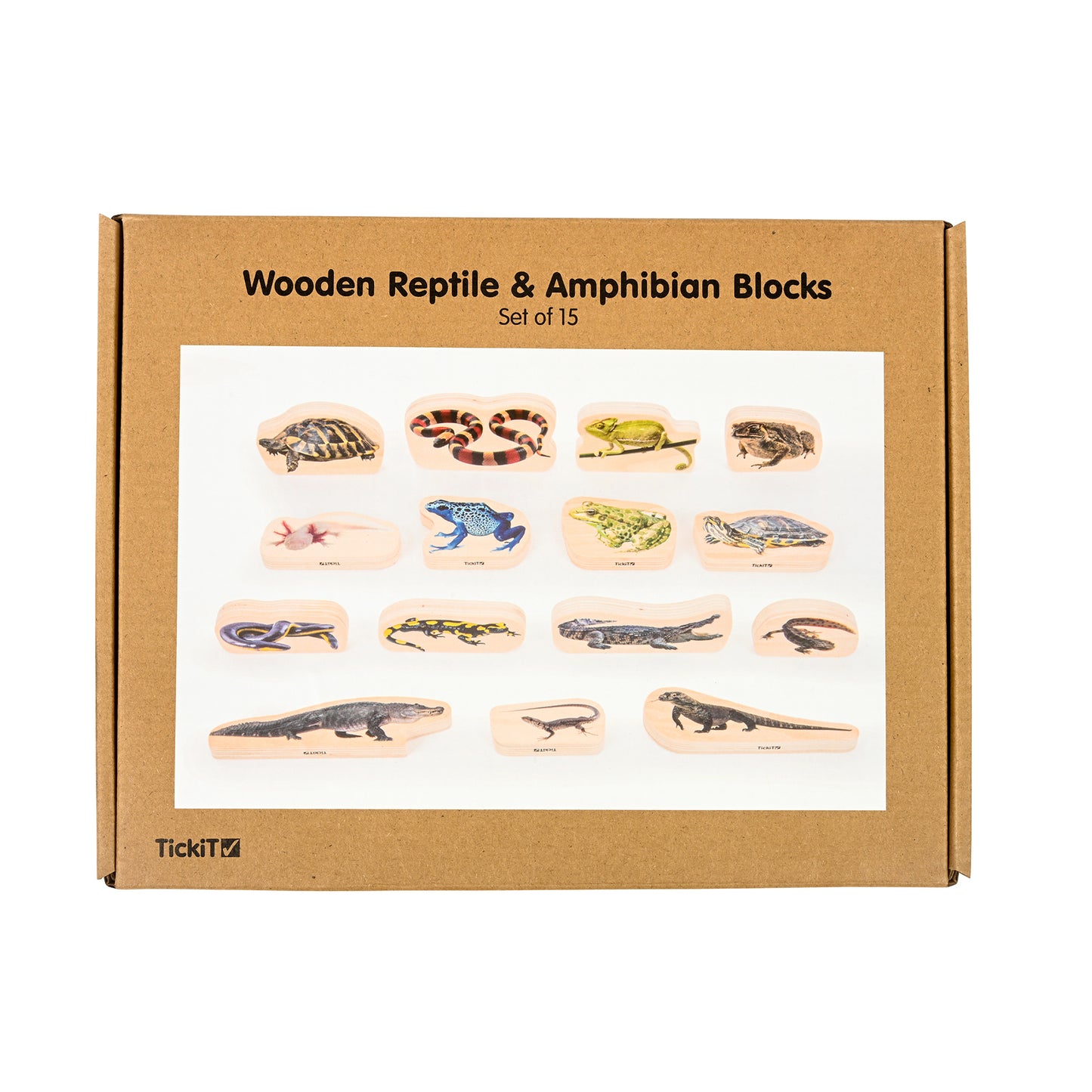 Wooden Reptile & Amphibian Blocks - Set of 15