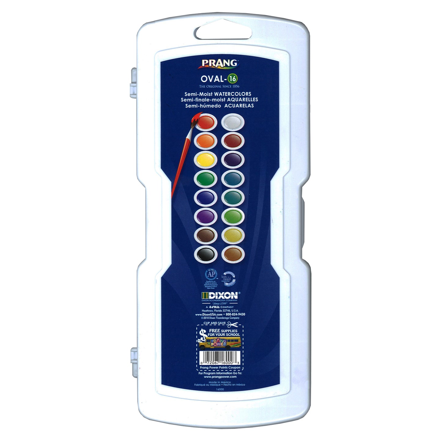Dixon Prang Oval Watercolors, 16 Pack (DIXX 16000)