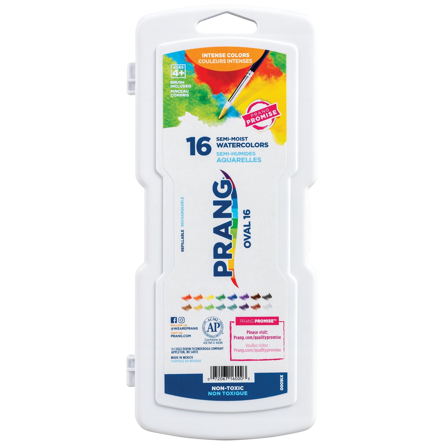 Dixon Prang Oval Watercolors, 16 Pack (DIXX 16000)