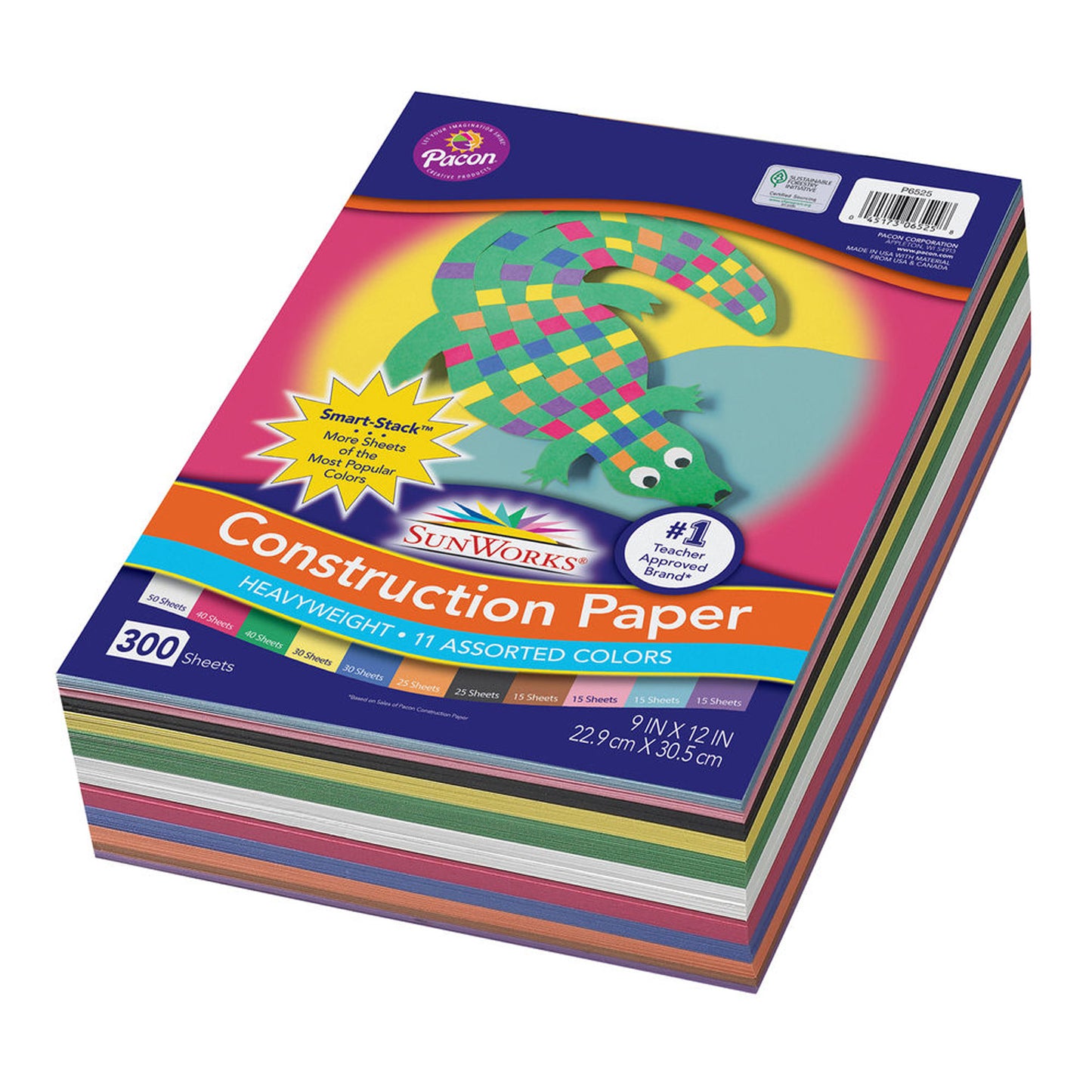 Dixon Sunworks Construction Paper, 9x12, Smart Stack, 300 Count (PAC 6525)