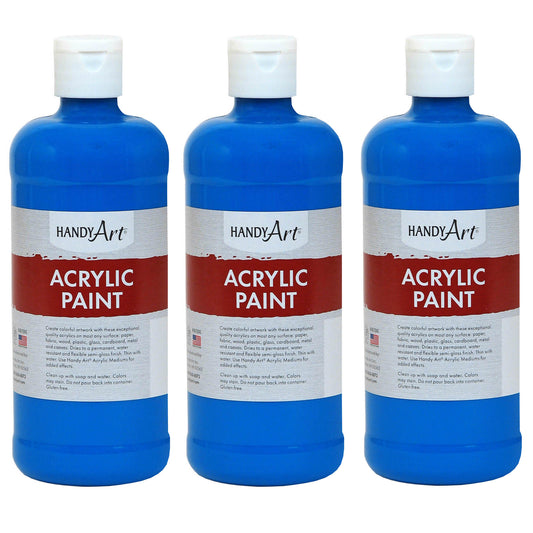 Acrylic Paint 16 oz, Cobalt Blue, Pack of 3