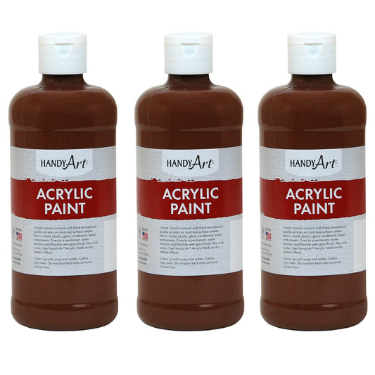 Acrylic Paint 16 oz, Burnt Sienna, Pack of 3