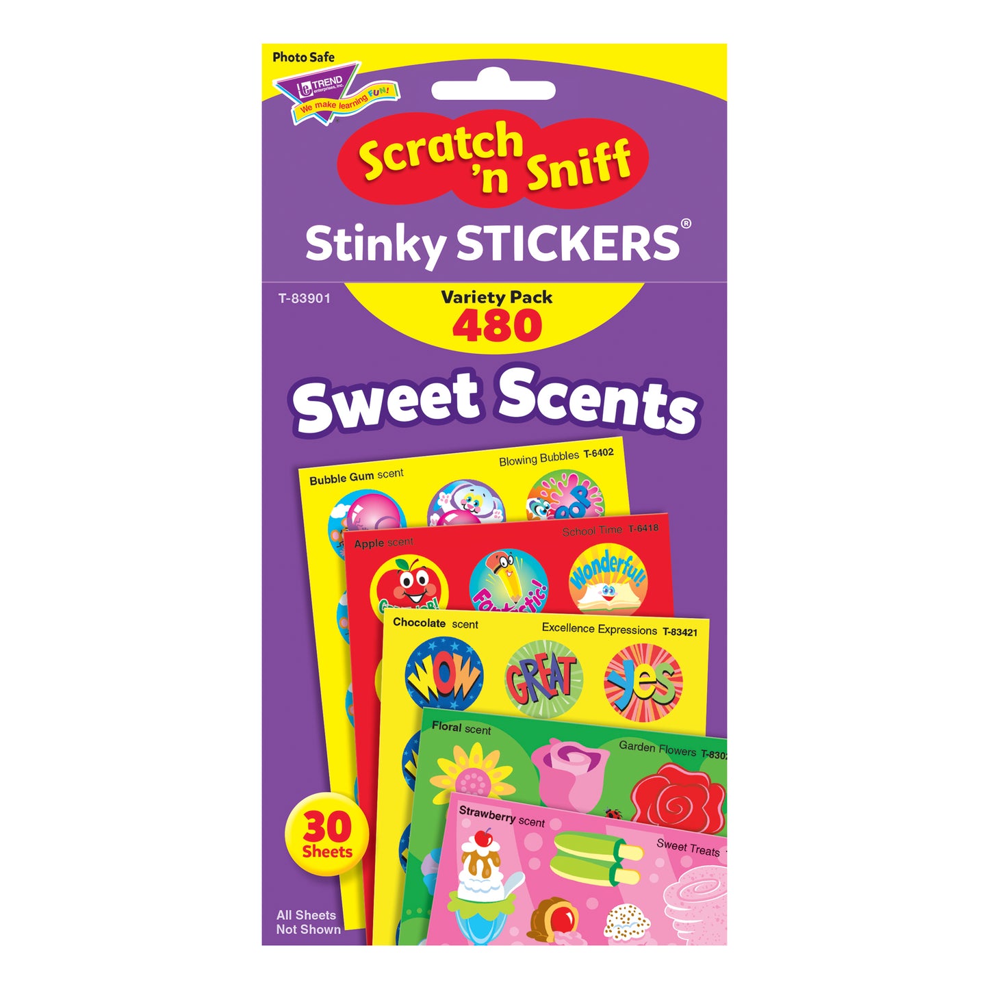 Trend Stinky Stickers Sweet Shapes, 480 Pack, Acid Free, Super Saver Pack (T-83901)